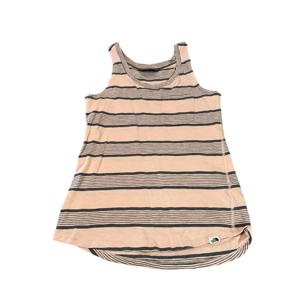 The North Face Distressed Flesh/Gray Striped Tank Top Women's Size Small‎